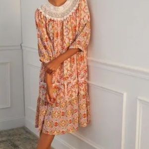 Anthropologie Florence Floral Lace Lounge Dress Medium